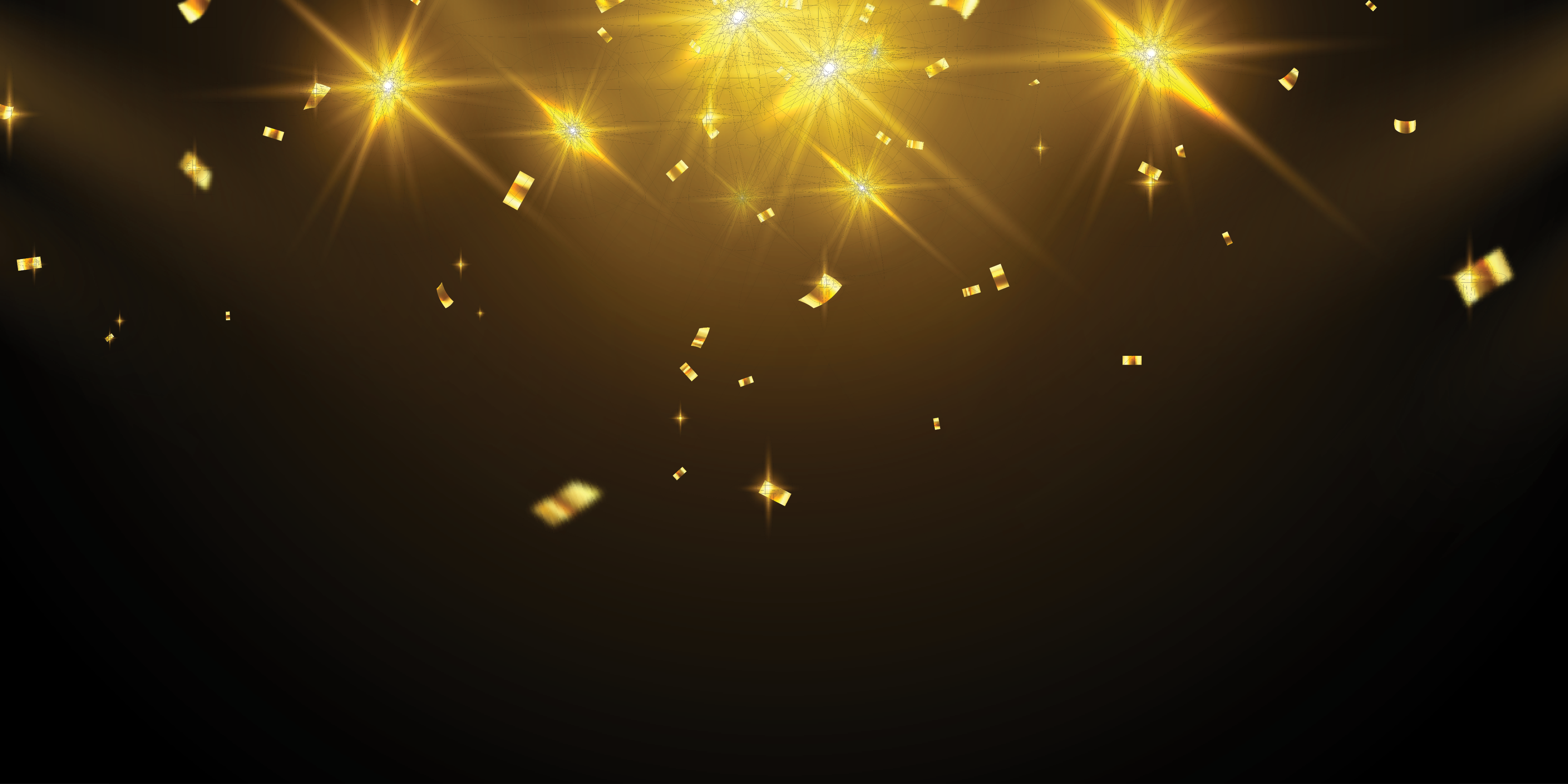 Grand opening event design. confetti gold ribbons. luxury greeting rich card.