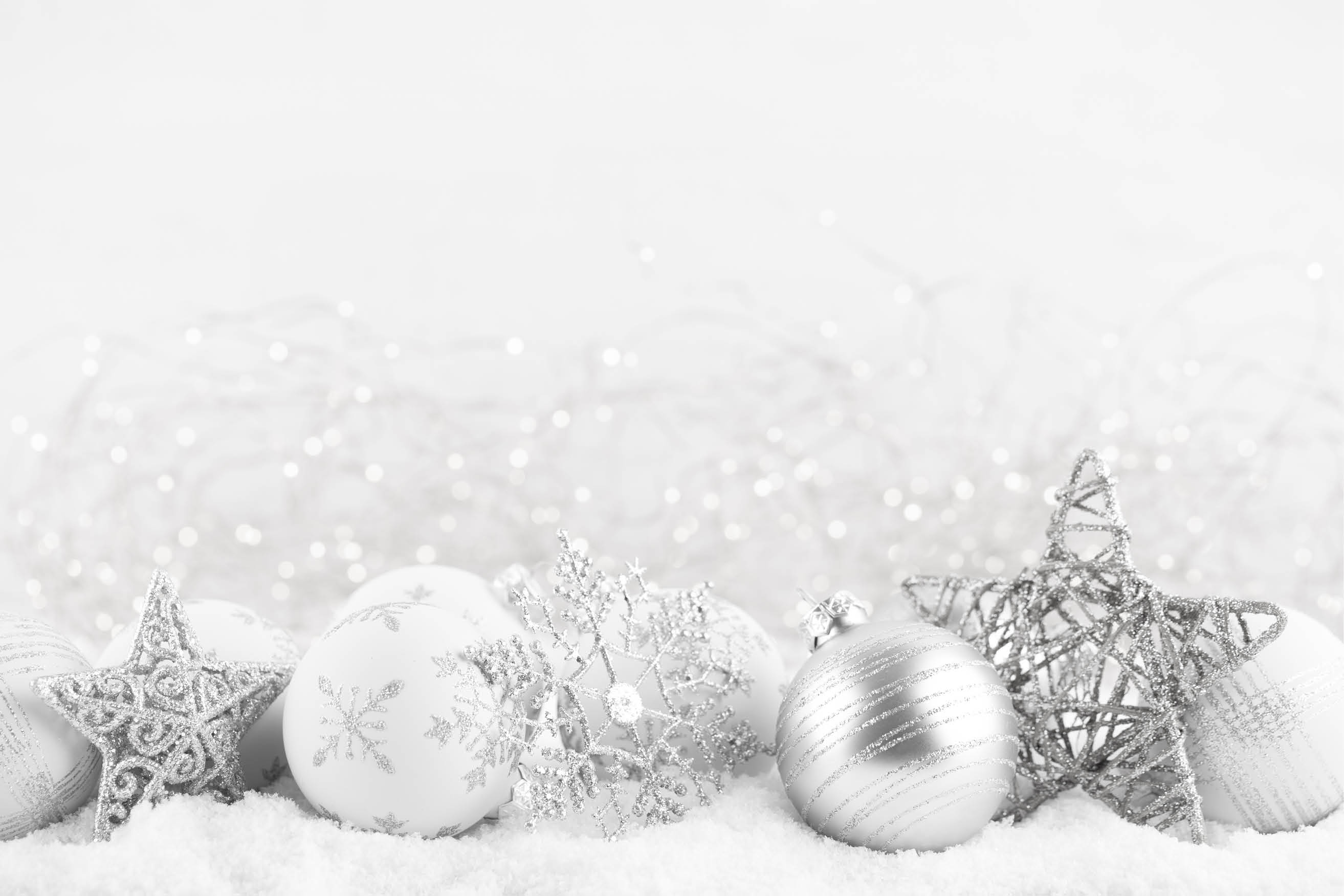 Christmas greeting card. Festive decoration on bokeh background. New Year concept. Copy space. Flat lay. Top view.