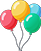 Three colorful balloons are tied together and floating in the air. AI generated content