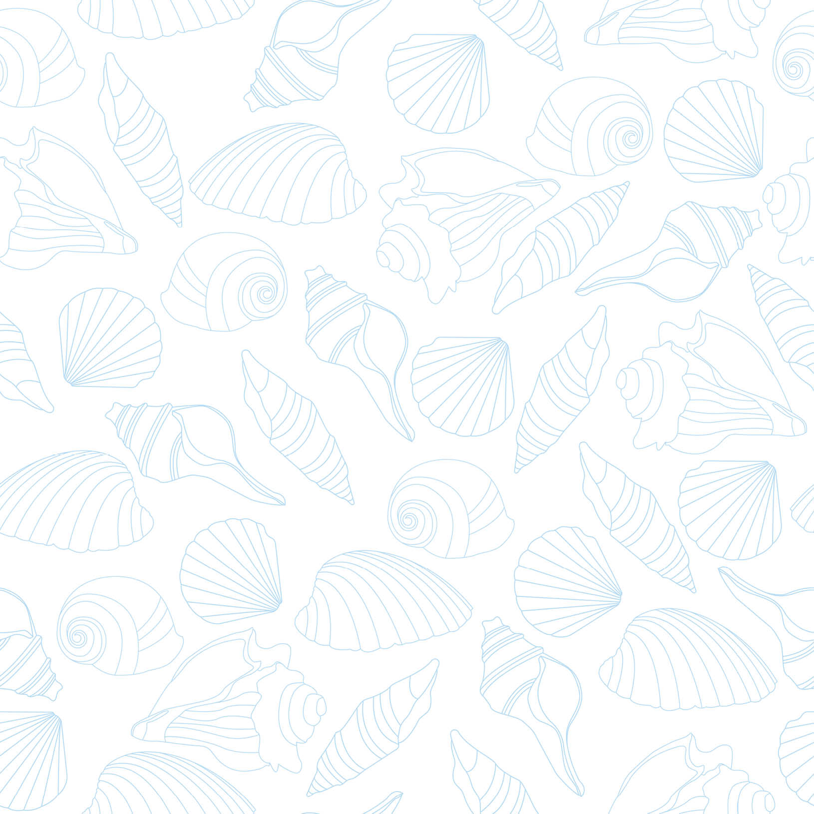 A pattern of shells and mollusks on a white background. Description generated by AI